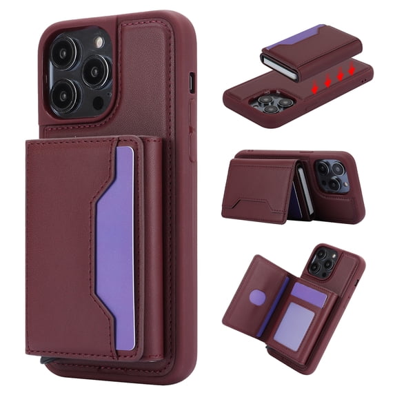 TECH CIRCLE For iPhone 12 Pro / 12 6.1" Wallet Case,PU Leather Detachable Magnetic Case with Credit Card Holder for Women Men Protective Stand Phone Cover for Apple iPhone 12 Pro/12 6.1" 2020,Winered