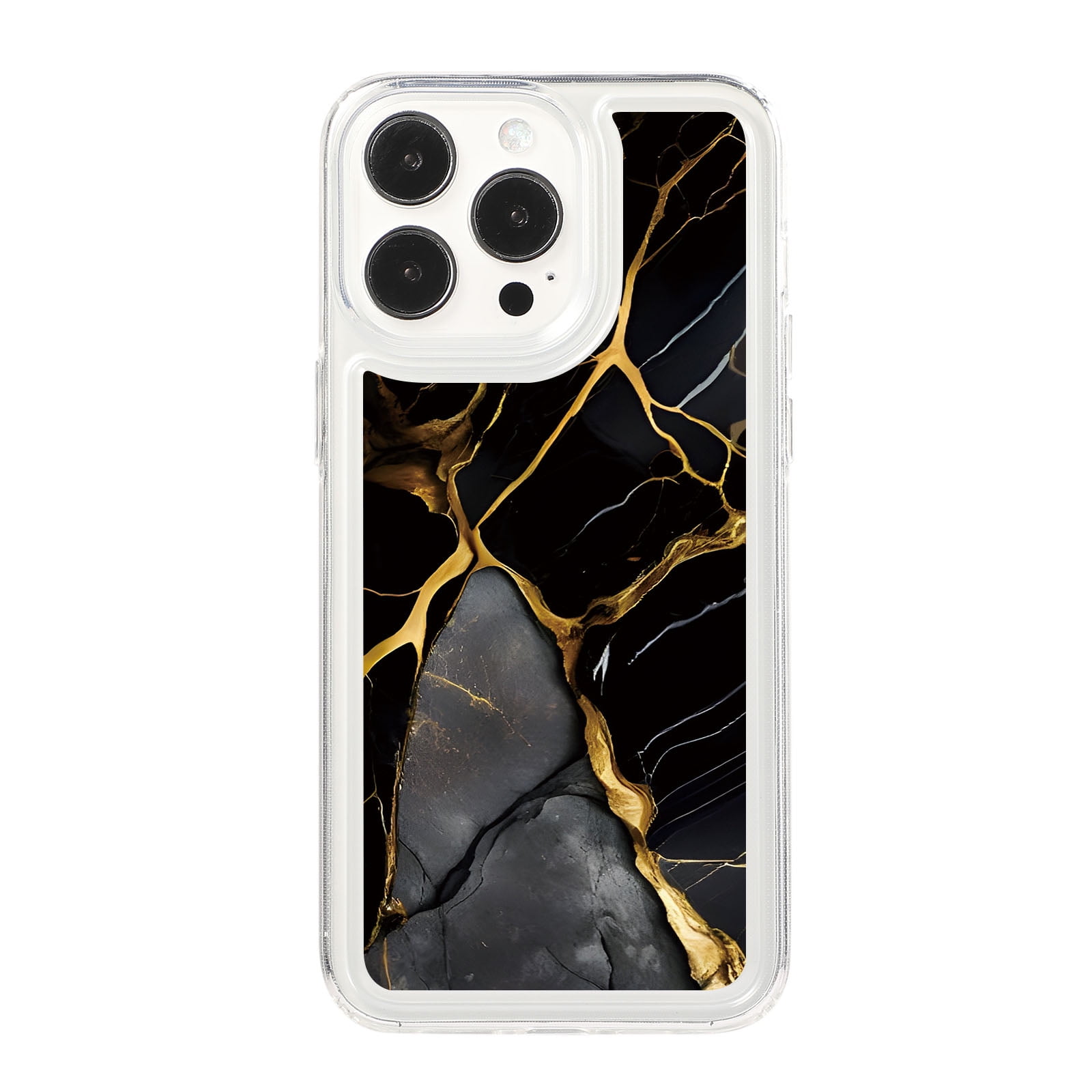 IPhone 12 Case - Black Marble Shockproof Protective Case With Camera Guard, Supports Wireless Charging