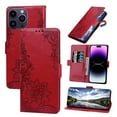 thumbnail image 1 of TECH CIRCLE For iPhone 13 Mini Wallet Case,PU Leather Protective Phone Case Wrist Strap Card Slots Holder Embossed Lace Flower Stand Flip Case for Apple iPhone 13 Mini 5.4" 2021,Red, 1 of 6