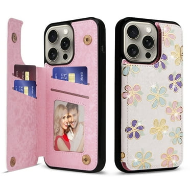 TECH CIRCLE For iPhone 13 Wallet Case with Card Holder,PU Leather Kickstand Flower Case Magnetic Clasp Kickstand Shockproof Protective Cover for Apple iPhone 13 6.1" 2021,Color Flower