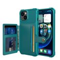 thumbnail image 1 of TECH CIRCLE For iPhone 14 6.1 inch  Wallet Case, Shockproof Rubber Card Holder Wallet PU Leather Back Phone Case Kickstand Protective Scratch Hybrid Bumper Shell for iPhone 14 6.1" 2022, Green, 1 of 7