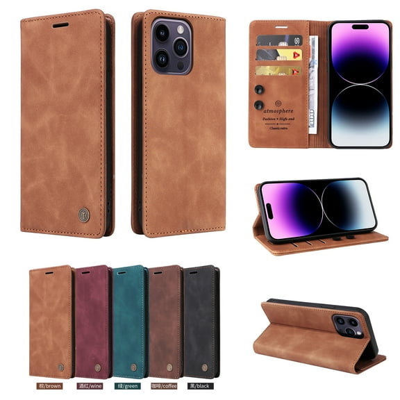 TECH CIRCLE For iPhone 14 Wallet case,PU Leather Flip Folio Case with Card Holders RFID Blocking Kickstand Shockproof TPU Inner Shell Phone Cover forApple iPhone 14 6.1" 2022,Brown