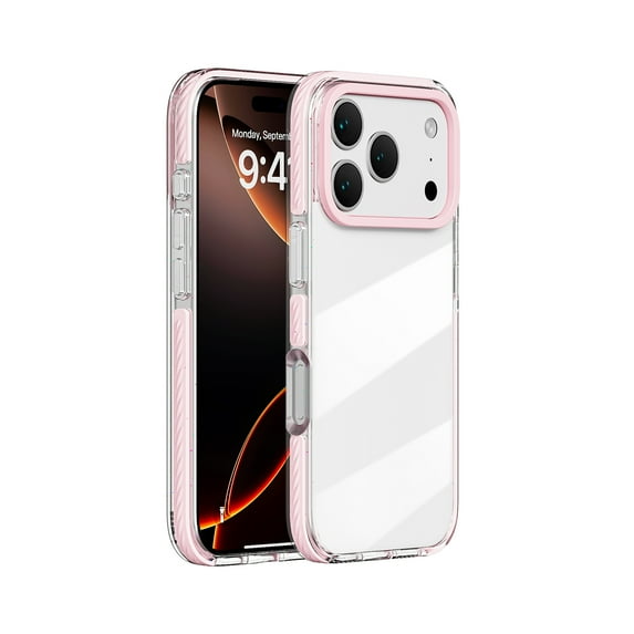 TECH CIRCLE For iPhone 15 Clear Case Cover, Anti-Scratch Transparent Cover, Anti-Slip Frame, Shock-Absorbent Lightweight Protective Slim Cover, Pink