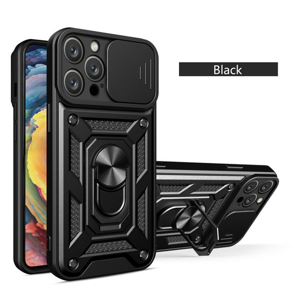 TECH CIRCLE For iPhone 15 Plus Case, Ring Holder Kickstand Magnetic Slide Camera Protector Military-Grade Hybrid Rugged Drop Protection Phone Cover for Apple iPhone 15 Plus 6.7" 2023,Black