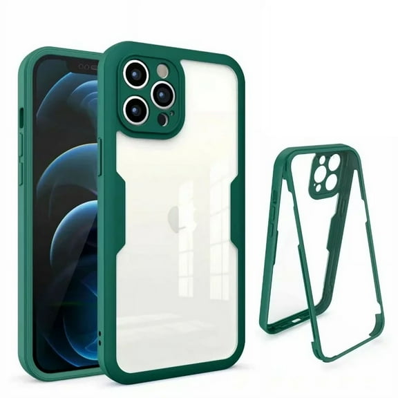 TECH CIRCLE For iPhone 15 Plus Clear Case,Slim Thin Lightweight Shock-Absorbent Dust Proof Phone Silicone Back Cover with Built-in Screen Protector for Apple iPhone 15 Plus 6.7" 2023,Darkgreen