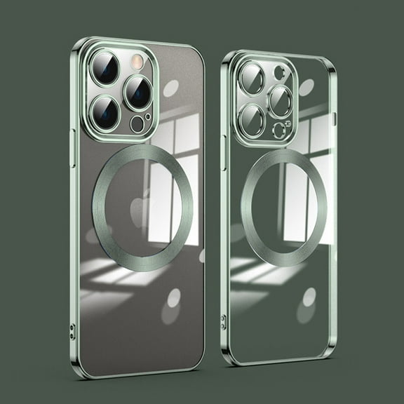TECH CIRCLE For iPhone 15 Plus MagSafe Case with Camera Lens Protector,Full Protection Clear Magnetic Case Compatible with MagSafe Anti-Scratch Cover for Apple iPhone 15 Plus 6.7" 2023,Green