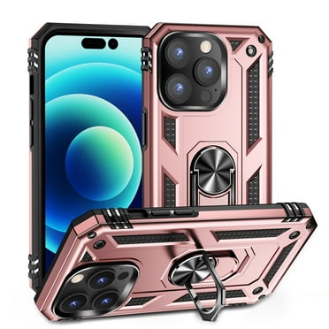 TECH CIRCLE For iPhone 15 Pro Case, Heavy Duty Shockproof Full Body Protective Phone Cover Built in Rotatable Magnetic Ring Holder Kickstand For Apple iPhone 15 Pro 6.1" 2023,Rosegold