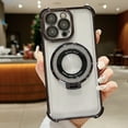 thumbnail image 1 of TECH CIRCLE For iPhone 15 Pro Max Magnetic Clear Case Compatible with MagSafe,Luxury Plating Slim Stand Anti-Scratch Shockproof Protective Women Girl Cover for Apple iPhone 15 Pro Max 6.7,Black, 1 of 7