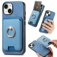 thumbnail image 1 of TECH CIRCLE For iPhone 15 Pro Wallet Case, Detachable 2-in-1 Magnetic Wallet Case with Card Slots Holder Ring Stand Premium PU Leather Slim Durable Shockproof Removable Protective Cover,Blue, 1 of 8