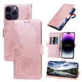 thumbnail image 1 of TECH CIRCLE For iPhone 15 Wallet Case,PU Leather Protective Phone Case Wrist Strap Card Slots Holder Embossed Lace Flower Stand Flip Case for Apple iPhone 15 6.1" 2023,Rosegold, 1 of 6