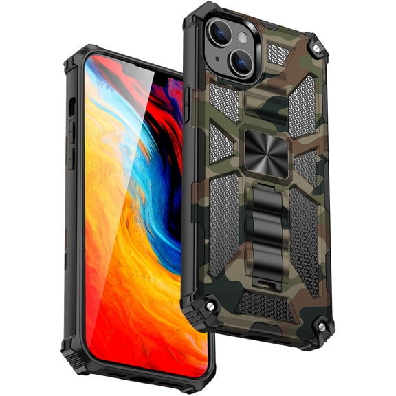 TECH CIRCLE For iPhone 16 Case, Tough Rugged Hybird Impact-Resistant Bumpers Cover Heavy Duty Kickstand Dual Layers Shockproof Full Body Protective Phone Case for iPhone 16,Armygreen