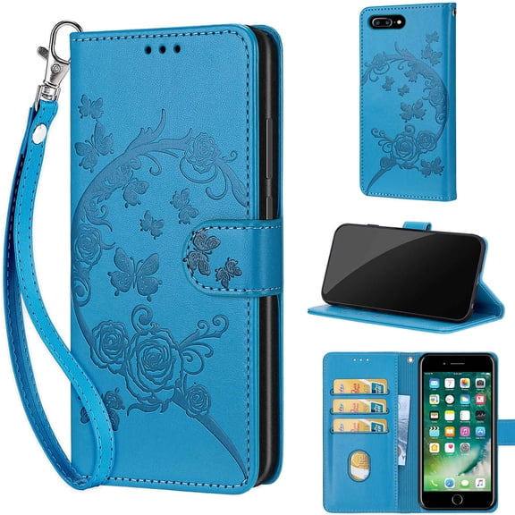 TECH CIRCLE For iPhone 6s/iPhone 6 Wallet Case,Folio Flip Kickstand Shockproof Protective PU Leather Cover with Card Slot Cash Pocket Carrying Wrist Strap for Apple iPhone 6s/iPhone 6 4.7",Blue