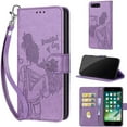 thumbnail image 1 of TECH CIRCLE For iPhone 7 8 SE Wallet Case,Folio Flip Kickstand Shockproof Protective PU Leather Cover with Card Slot Cash Pocket Carrying Wrist Strap for Apple iPhone 7 8 SE 4.7",Purple, 1 of 7