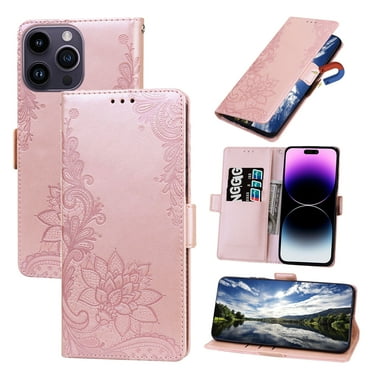 TECH CIRCLE For iPhone 7 / 8 / SE Wallet Case,PU Leather Protective Phone Case Wrist Strap Card Slots Holder Embossed Lace Flower Stand Flip Case for Apple iPhone 7 8 SE 2022 4.7",Rosegold