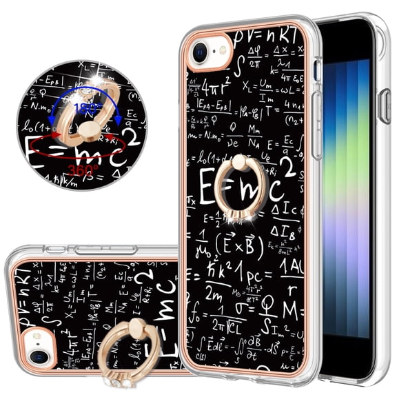 TECH CIRCLE For iPhone 7 /iPhone 8/iPhone SE Case with Stand,360 Rotatable Shiny Ring Holder Kickstand Soft TPU Girls Women Case Shockproof Protective Phone Case for Apple iPhone 7 8 SE 4.7,Equation