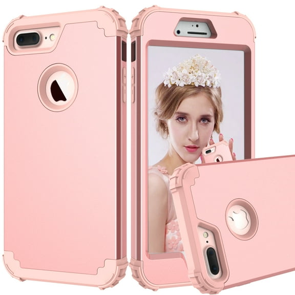 TECH CIRCLE For iPhone 8 Case, Dual Layer Slim Heavy Duty Hybrid Rugged Shockproof Anti-Scratch Protective Back Phone Cover for Apple iPhone 8,Rosegold