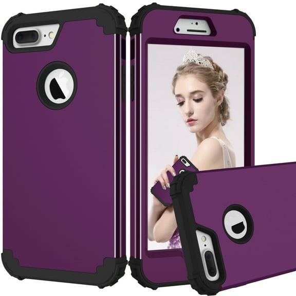 TECH CIRCLE For iPhone 8 Plus Case, Dual Layer Slim Heavy Duty Hybrid Rugged Shockproof Anti-Scratch Protective Back Phone Cover for Apple iPhone 8 Plus,Purple