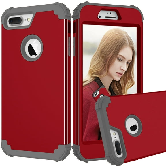 TECH CIRCLE For iPhone 8 Plus Case, Dual Layer Slim Heavy Duty Hybrid Rugged Shockproof Anti-Scratch Protective Back Phone Cover for Apple iPhone 8 Plus,Red
