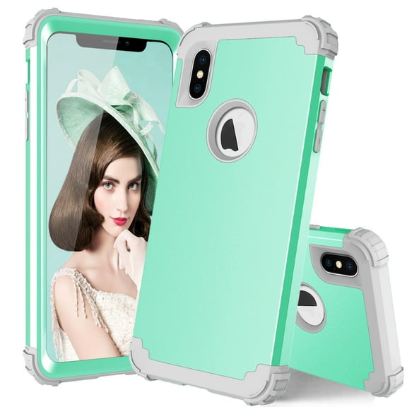 TECH CIRCLE For iPhone XS/X Case, Dual Layer Slim Heavy Duty Hybrid Rugged Shockproof Anti-Scratch Protective Back Phone Cover for Apple iPhone XS/X 5.8",Green