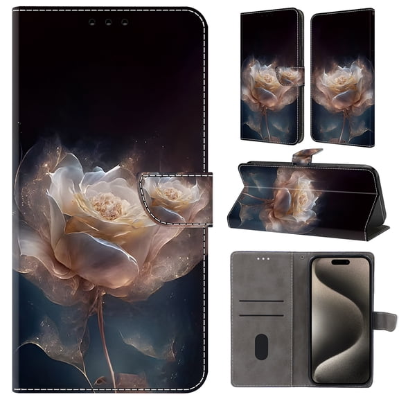 TECH CIRCLE For iPhone XS/X Case,Premium PU Leather Funny Pattern Flip Wallet Case Cover with Card Slots Kickstand Women Girls Case for Apple iPhone XS/iPhone X,Rose
