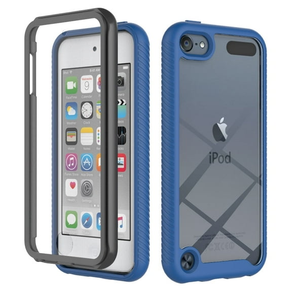 TECH CIRCLE For iPod Touch 5/6/7 Case with Built-in Screen Protector,Full Protection Rugged Drop Shockproof Rubber Hybrid Anti-Scratch Crystal Clear Phone Case for Apple iPod Touch 5/6/7 4.0",Darkblue