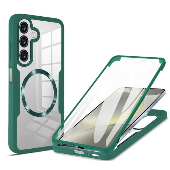 TECH CIRCLE Full Body Protection Case for Samsung Galaxy A36 5G/A56 5G,Magnetic Clear Case Compatible with Mag Safe Shockproof TPU+PC Cover Built-in Screen Protector for Galaxy A36 5G/A56 5G,Darkgreen