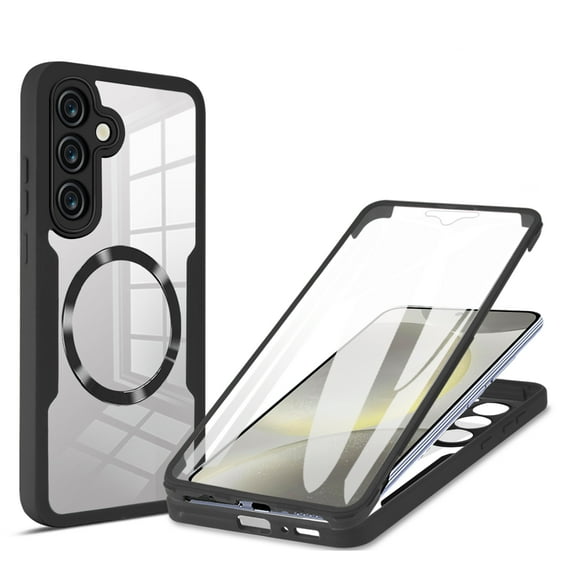 TECH CIRCLE Full Body Protection Case for Samsung Galaxy S25 Plus/S24+,Magnetic Clear Case Compatible with Mag Safe Shockproof TPU+PC Cover Built-in Screen Protector for Galaxy S25 Plus/S24+,Black