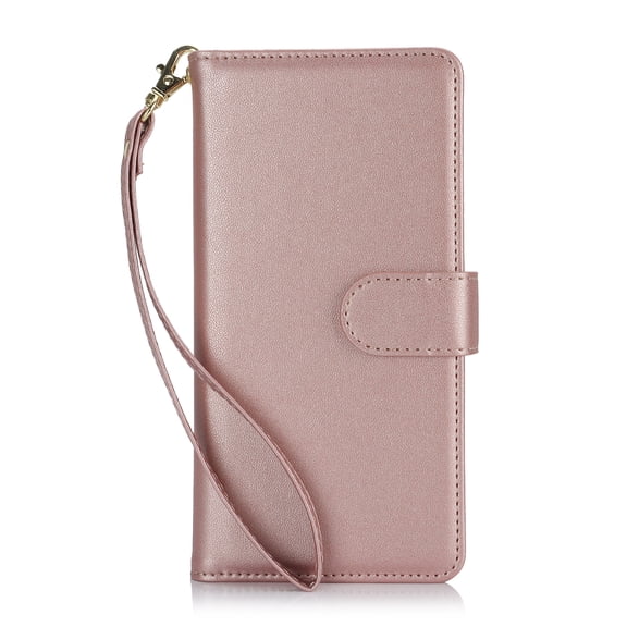 TECH CIRCLE For Galaxy A05 Wallet Case with Card Holder,PU Leather Flip Folio Shell Magnetic Closure Wrist Strap Kickstand Shockproof Protective Cover for Samsung Galaxy A05 6.7" 2023,Rosegold