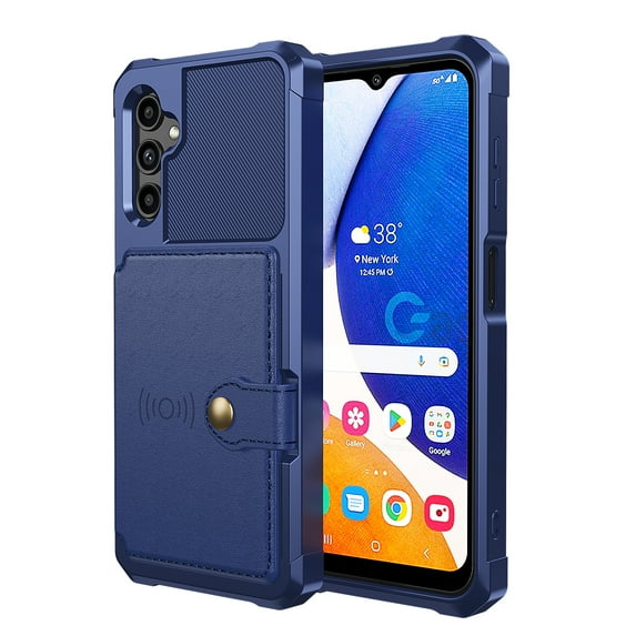 TECH CIRCLE Galaxy A14 5G Wallet Case, Shockproof Rubber Card Holder Wallet PU Leather Back Phone Case Kickstand Protective Scratch Hybrid Bumper Shell for Samsung Galaxy A14 5G 6.6" 2023,Darkblue