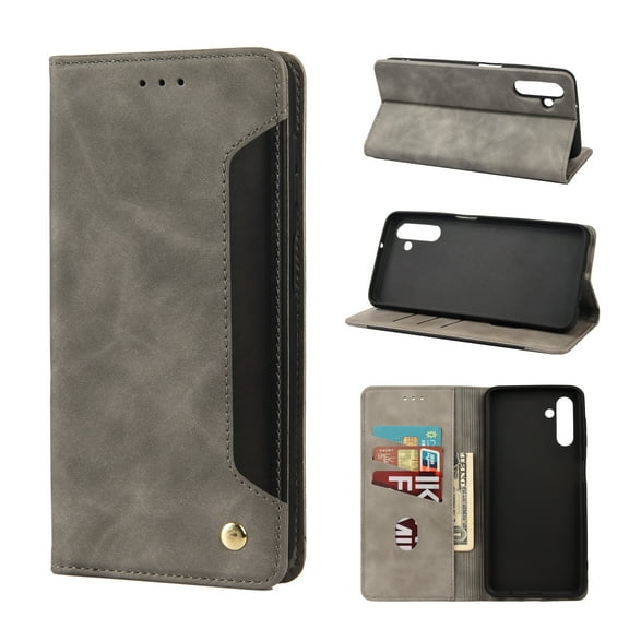 TECH CIRCLE Galaxy A14 5G Wallet Case, Ultra Slim Premium PU Leather Card Slot Kickstand Magnetic Soft Flip Fold Shockproof Protective TPU Inner Phone Case for Samsung Galaxy A14 5G 6.6" 2023,Gray