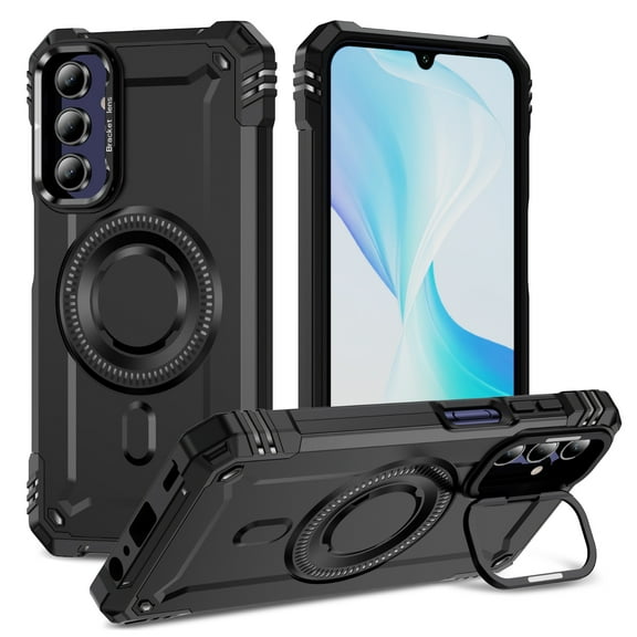 TECH CIRCLE for Galaxy A15 5G (SM-A156) Hard Phone Case 6.5" 2024, Plastic Shell Protective Magnetic Back Cover with Kickstand, Compatible with MagSafe Accessories, Lightweight Sturdy Case, Black