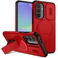 thumbnail image 1 of TECH CIRCLE for Galaxy A36 5G (6.7") Rugged Shockproof Case with Slide Camera Cover, Kickstand, Compatible with MagSafe Wireless Charging & Magnetic Car Mount/Card Holder, Protective Cover, Red, 1 of 10