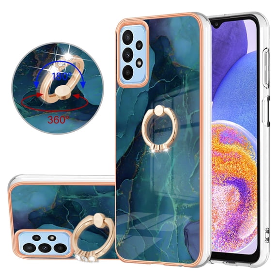 TECH CIRCLE For Galaxy A52 Case,360 Rotatable Marble Pattern Shiny Ring Holder Kickstand Soft TPU Girls Women Case Shockproof Protective Phone Case for Samsung Galaxy A52 4G/5G 6.5" 2021,Green