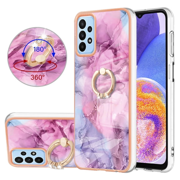TECH CIRCLE For Galaxy A53 5G Case,360 Rotatable Marble Pattern Shiny Ring Holder Kickstand Soft TPU Girls Women Case Shockproof Protective Phone Case for Samsung Galaxy A53 5G 6.5" 2022,Pink