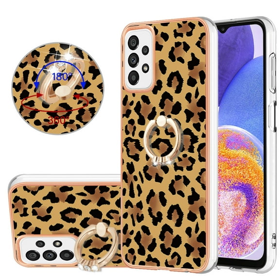 TECH CIRCLE For Galaxy A53 5G Case with Stand,360 Rotatable Shiny Ring Holder Kickstand Soft TPU Girls Women Case Shockproof Protective Phone Case for Samsung Galaxy A53 5G 6.5" 2022,Leopard print