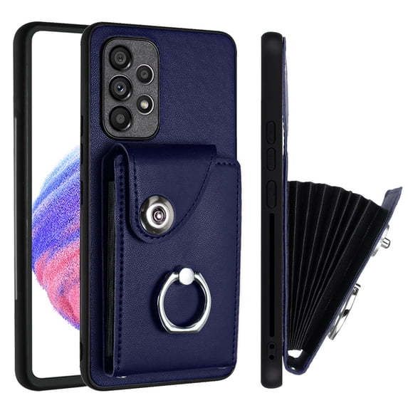 TECH CIRCLE For Galaxy A53 5G Wallet Case with Card Holder,360°Rotation Finger Ring Holder Kickstand Protective RFID Blocking PU Leather Flip Cover for Samsung Galaxy A53 5G 6.5" 2022,Blue