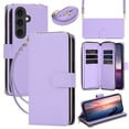 thumbnail image 1 of TECH CIRCLE for Galaxy A56 5G Flip Wallet Phone Case with Shoulder/Wrist Straps, Credit Card Slots, RFID Blocking, Zipper Pocket, Magnetic Button Closure, PU Leather Protective Cover, Purple, 1 of 8