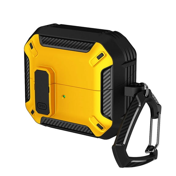 TECH CIRCLE Galaxy Buds 3 Pro/Buds 3 Case Cover 2024 with Secure Lock Clip, Full Body Rugged Shockproof Protective Hard Cover with Carabiner Men Women Shell for Samsung Galaxy Buds 3/3 Pro,Yellow