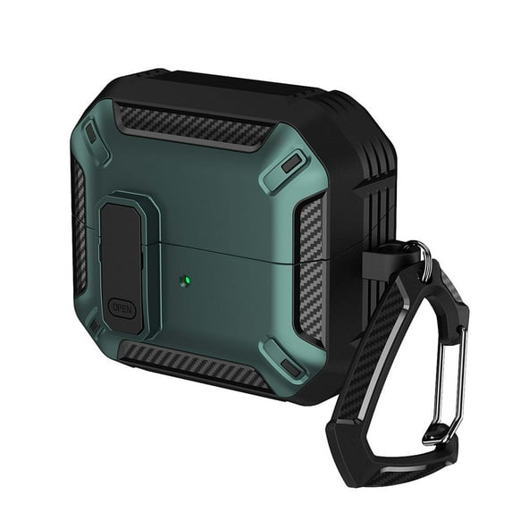 TECH CIRCLE Galaxy Buds 3 Pro/Buds 3 Case Cover 2024 with Secure Lock Clip, Full Body Rugged Shockproof Protective Hard Cover with Carabiner Men Women Shell for Samsung Galaxy Buds 3/3 Pro,Green