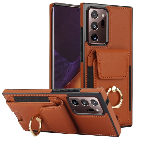 TECH CIRCLE For Galaxy Note 20 Case,Flip Wallet Case with Card Slots Ring Stand Holder Kickstand Folio PU Leather Protective Phone Cover for Samsung Galaxy Note 20 6.7" 2020,Brown