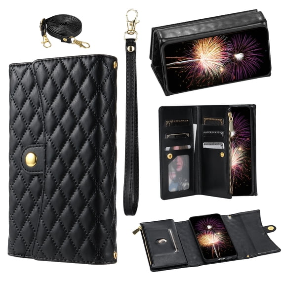 TECH CIRCLE For Galaxy Note 20 Ultra Case,Credit Card Holder Zipper Book Flip Kickstand PU Leather Protective Handbag Purse Cover with Wrist Strap Lanyard for Samsung Galaxy Note 20 Ultra 5G 6.9,Black