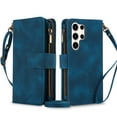 thumbnail image 1 of TECH CIRCLE For Galaxy S20 Case with Card Holder,PU Leather Zipper Pocket Flip Folio Wallet Case with Crossbody Wrist Strap Kickstand Protective Case for Samsung Galaxy S20 5G 6.2" 2020,Blue, 1 of 8