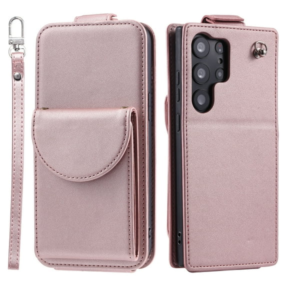 TECH CIRCLE For Galaxy S21 Wallet Case with Card Holder,PU Leather Flip Kickstand Magnetic Clasp Durable Shockproof Protective Phone Case for Samsung Galaxy S21 6.2" 2022,Rosegold