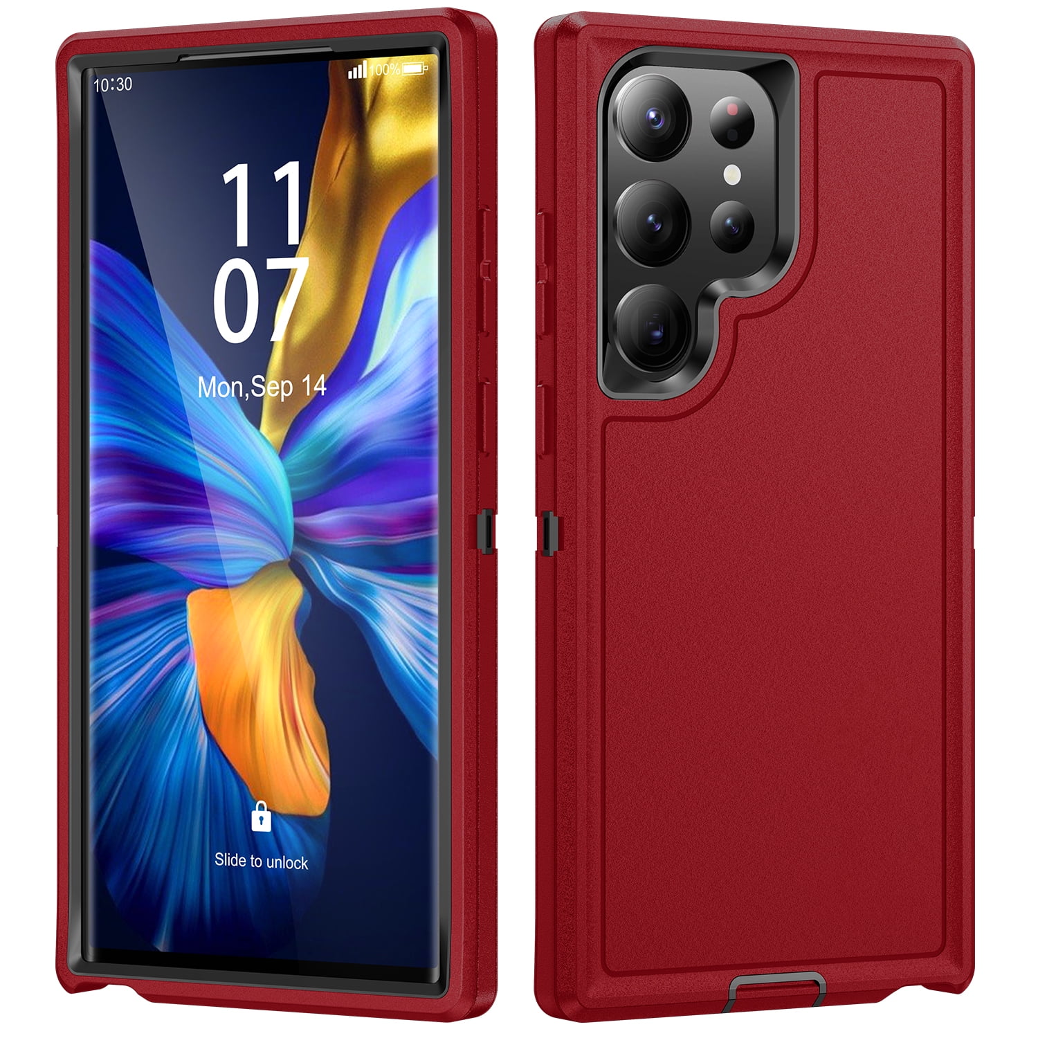 TECH CIRCLE For Galaxy S22 Case,Heavy Duty Full Body Rugged Shockproof Hybrid Hard PC Soft TPU Bumper Dropproof Protective Girls Women Boy Men Covers for Samsung Galaxy S22 6.1" 2022,Red