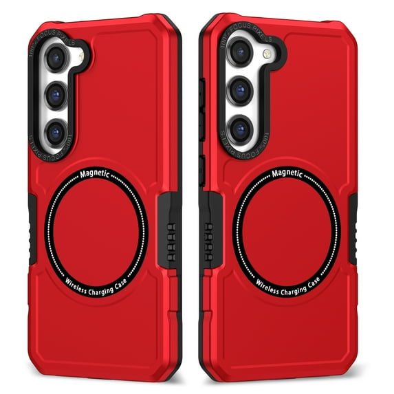 TECH CIRCLE Galaxy S22 Case,Heavy-Duty Tough Rugged Full Body Shockproof Wireless Charging Protective Case Compatible with Magsafe for Samsung Galaxy S22 5G 6.1 inch 2022, Red