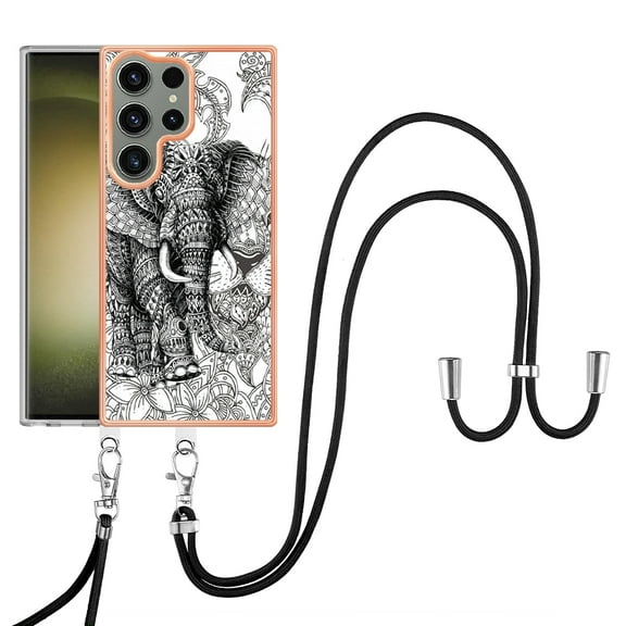 TECH CIRCLE For Galaxy S22 Plus Case,Stylish Pattern Soft Slim Thin Silicone TPU Girls Boys Women Men Case Shockproof Protective Phone Case with Strap for Samsung Galaxy S22 Plus 6.6" 2022,Elephant