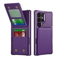 thumbnail image 1 of TECH CIRCLE for Galaxy S22 Ultra Case 6.8" 2022, Plastic/PU Leather Phone Case with Magnetic Button Closure Credit Card Holder Slots, Wallet/Kickstand Function, Lightweight Protective Cover, Purple, 1 of 8