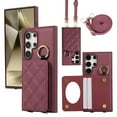 thumbnail image 1 of TECH CIRCLE for Galaxy S22 Ultra Case, Quilted PU Leather Double Magnetic Clasp Shockproof Cover with Card Holder Shoulder Strap Mirror Ring Stand Flip Wallet Case for Galaxy S22 Ultra 6.8",Winered, 1 of 9