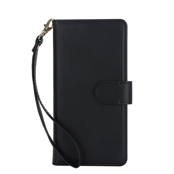 TECH CIRCLE For Galaxy S22 Wallet Case with Card Holder,PU Leather Flip Folio Shell Magnetic Closure Wrist Strap Kickstand Shockproof Protective Cover for Samsung Galaxy S22 6.1" 2022,Black
