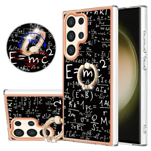 TECH CIRCLE For Galaxy S23 FE Case with Stand,360 Rotatable Shiny Ring Holder Kickstand Soft TPU Girls Women Case Shockproof Protective Phone Case for Samsung Galaxy S23 FE 6.4" 2023,Equation